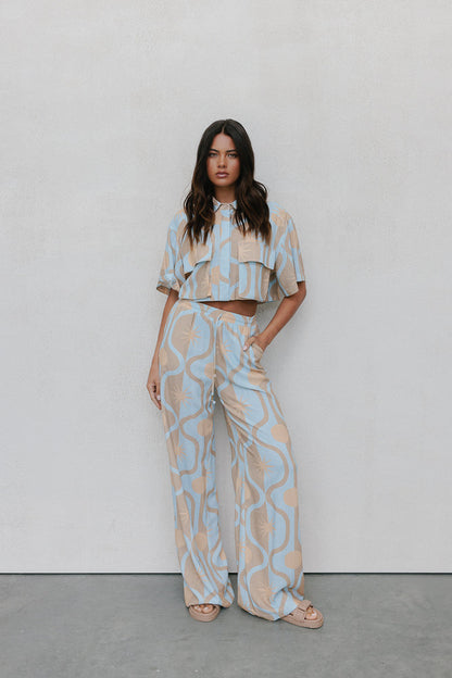 Citta Pants - Blue/Tan Sun Print