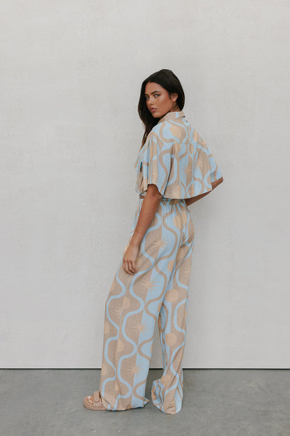 Citta Pants - Blue/Tan Sun Print