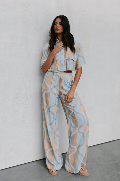 Citta Pants - Blue/Tan Sun Print