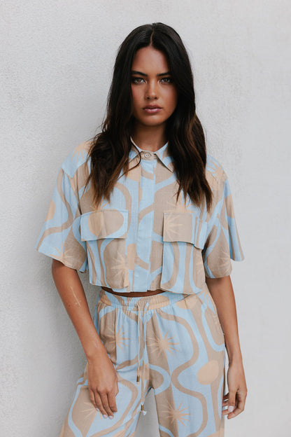 Citta Pants - Blue/Tan Sun Print