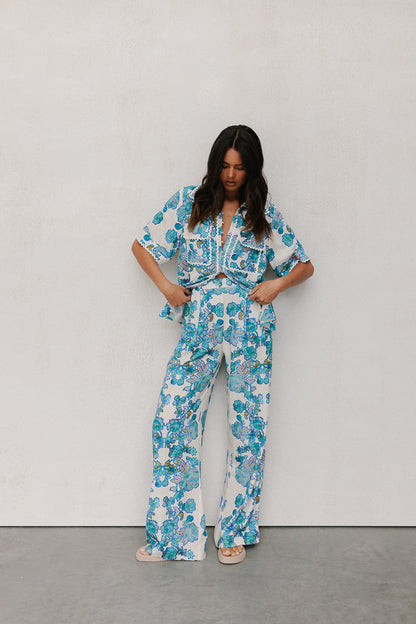 Carina Relaxed Shirt - Cobalt Floral