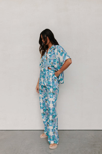 Carina Relaxed Shirt - Cobalt Floral