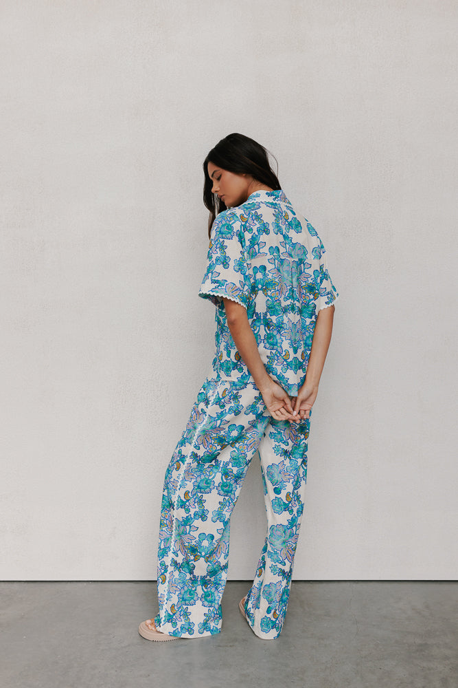 Carina Relaxed Shirt - Cobalt Floral