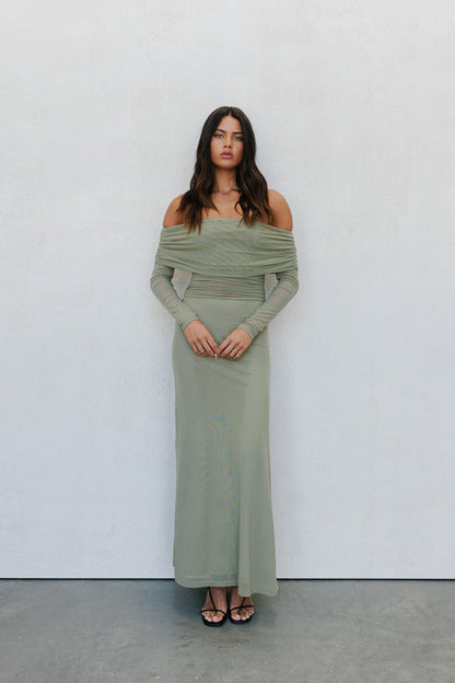 Gwen Maxi Dress - Olive Mesh