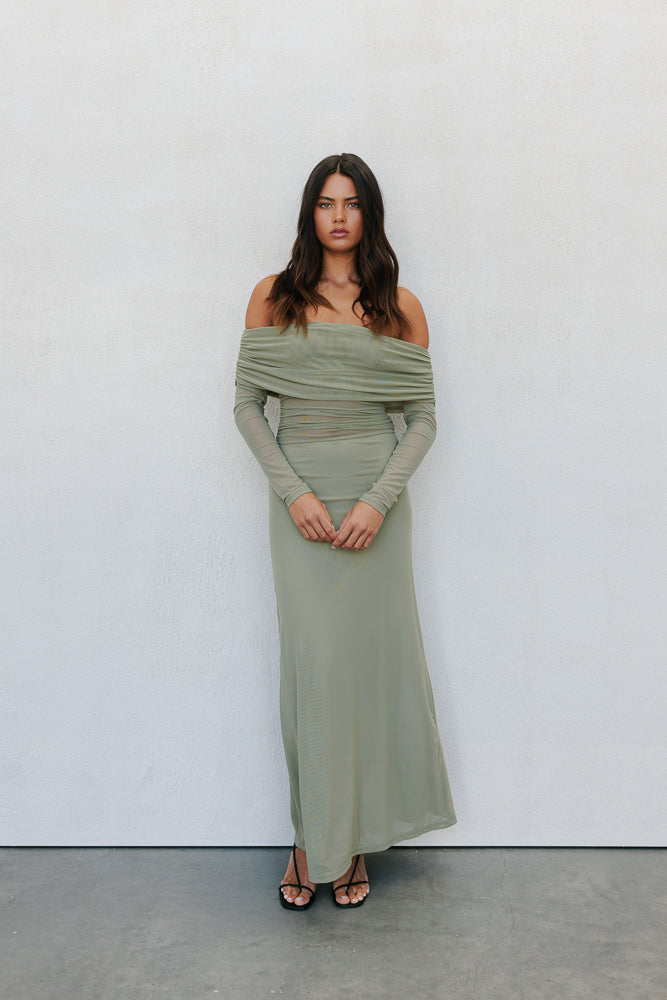 Gwen Maxi Dress - Olive Mesh
