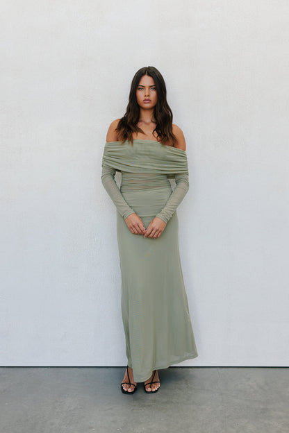 Gwen Maxi Dress - Olive Mesh