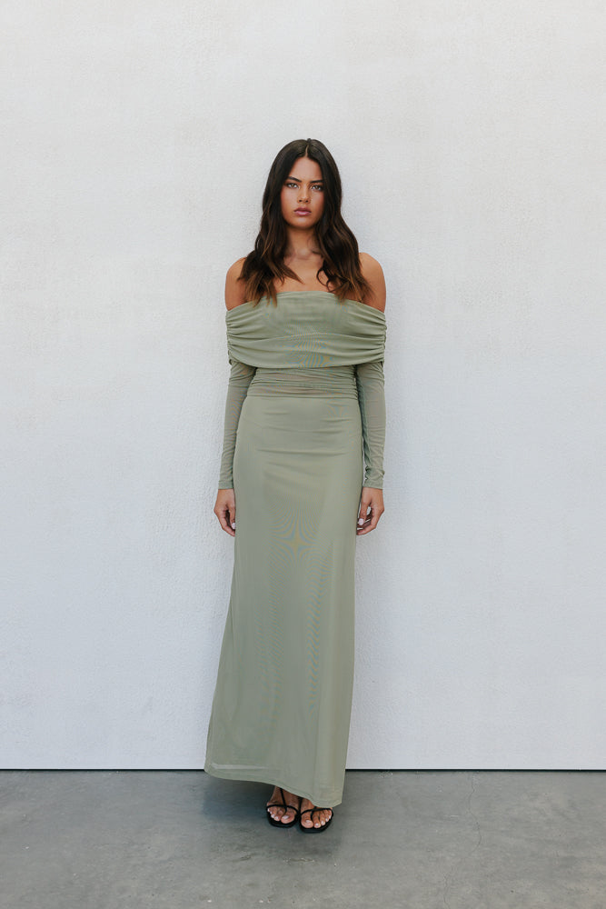 Gwen Maxi Dress - Olive Mesh