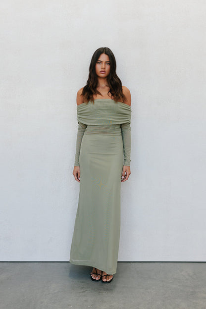 Gwen Maxi Dress - Olive Mesh