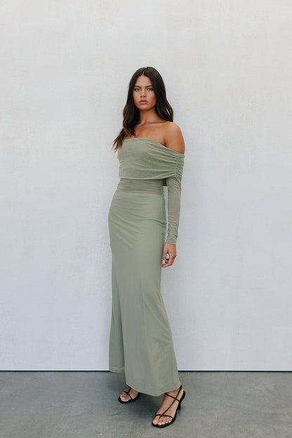 Gwen Maxi Dress - Olive Mesh