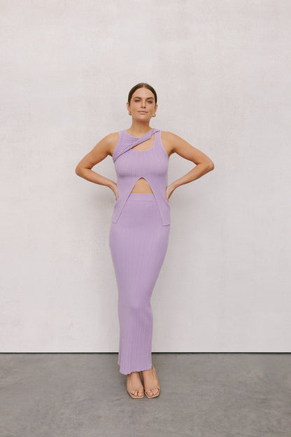 Hanna Maxi Skirt - Pastel Lilac Knit