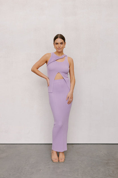 Hanna Maxi Skirt - Pastel Lilac Knit
