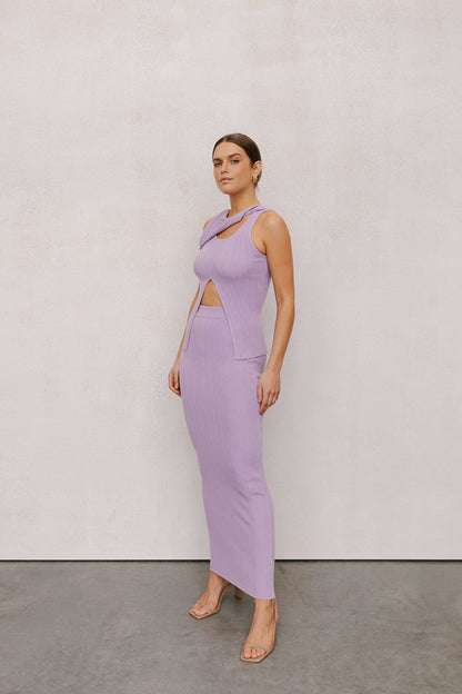 Hanna Maxi Skirt - Pastel Lilac Knit