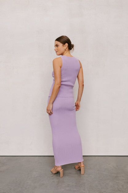 Hanna Maxi Skirt - Pastel Lilac Knit