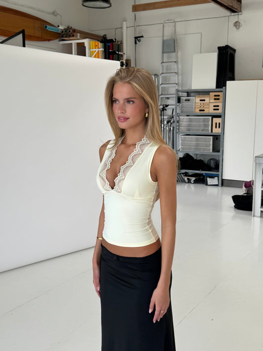 Lucia basic lace top - light yellow