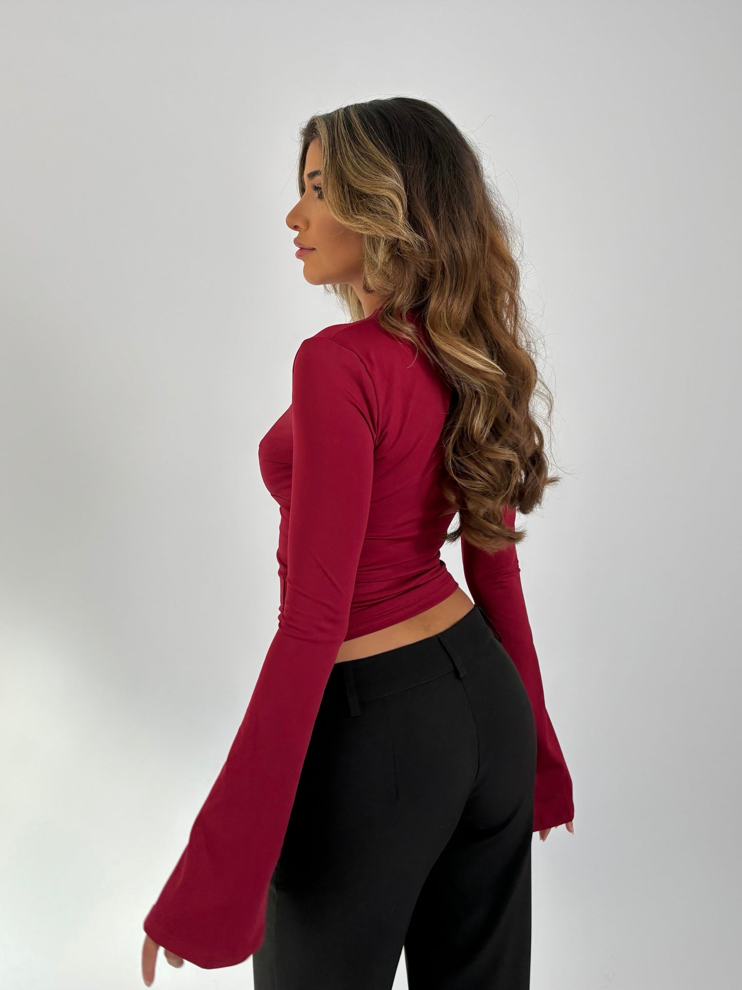 Pretty basic lace top - dark red