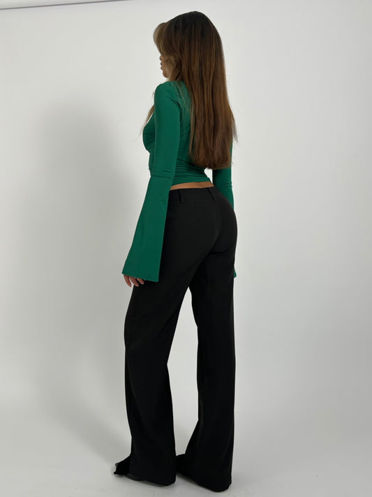 Vera Wide low waist trousers - black