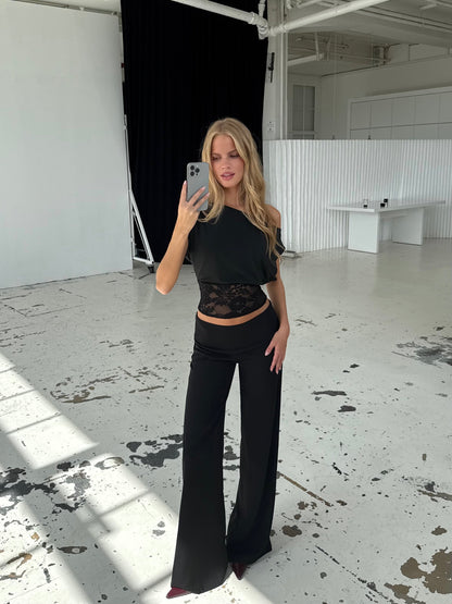 Hera basic lace top - black