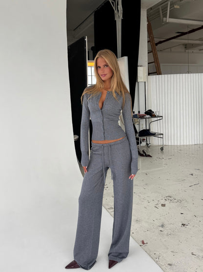 Knit trousers - melange grey