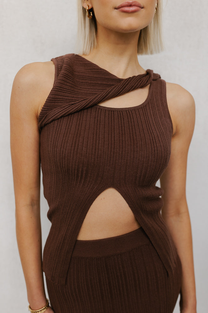 Hanna Maxi Skirt - Chocolate Brown Knit