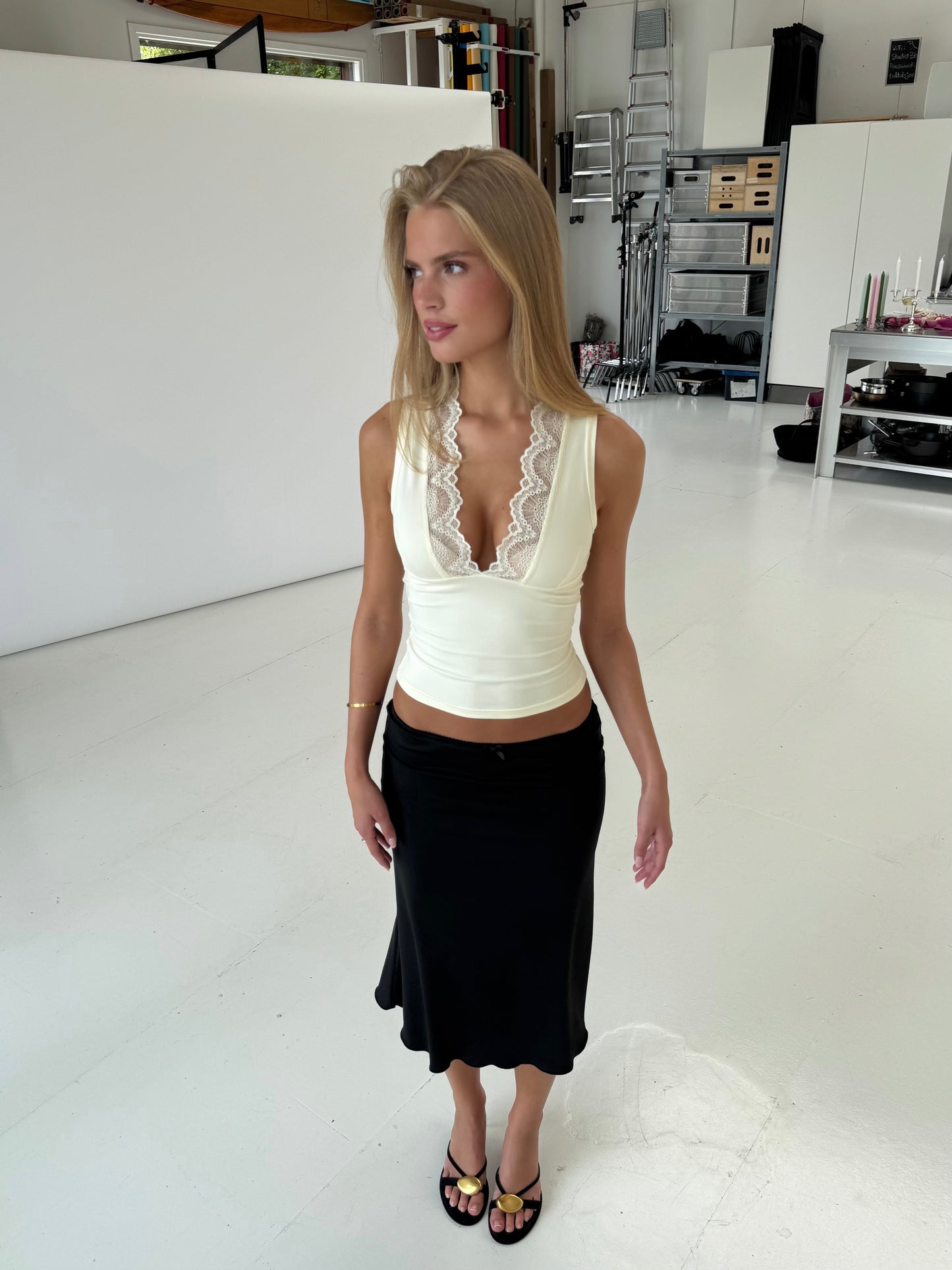 Lucia basic lace top - light yellow