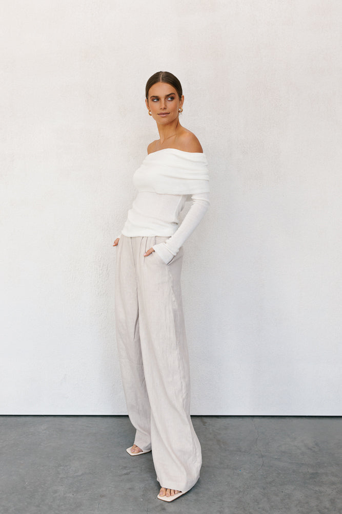Garnet Off-Shoulder Knit Top - Ivory