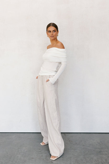Garnet Off-Shoulder Knit Top - Ivory