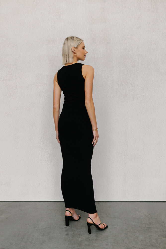 Hanna Maxi Skirt - Black Knit