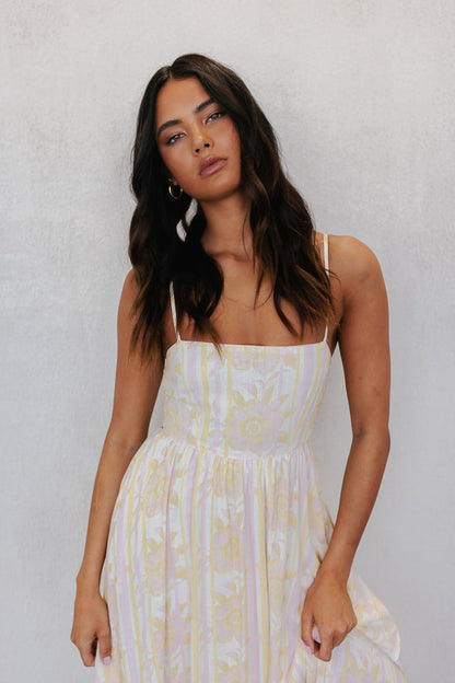 Izrah Dress - Lemon/Pink Floral