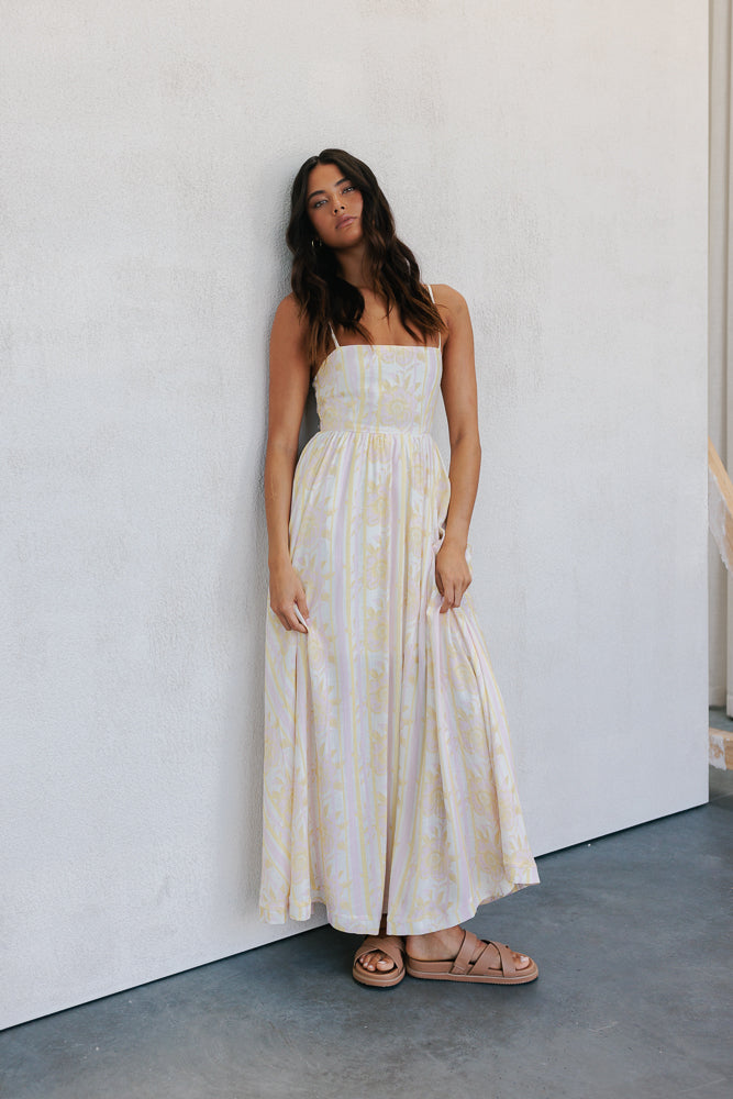 Izrah Dress - Lemon/Pink Floral