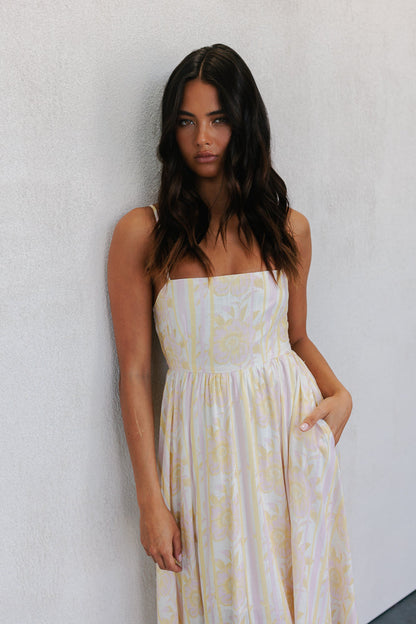 Izrah Dress - Lemon/Pink Floral