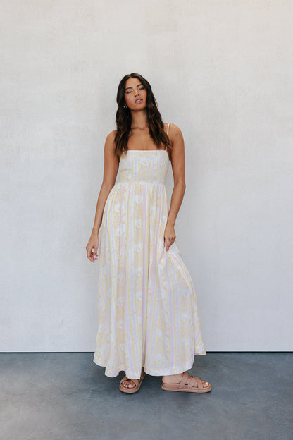 Izrah Dress - Lemon/Pink Floral