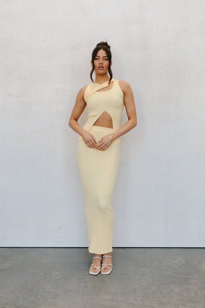 Hanna Maxi Skirt - Pastel Lemon Knit