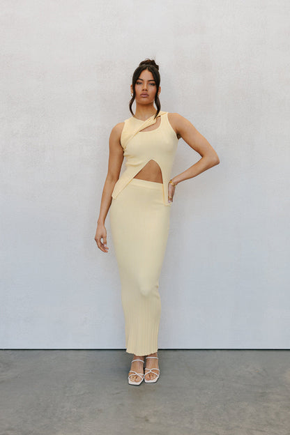 Hanna Maxi Skirt - Pastel Lemon Knit