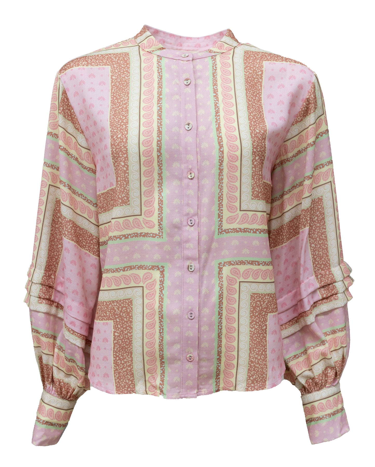 Chicago Billowed Shirt - Pink Tile Print