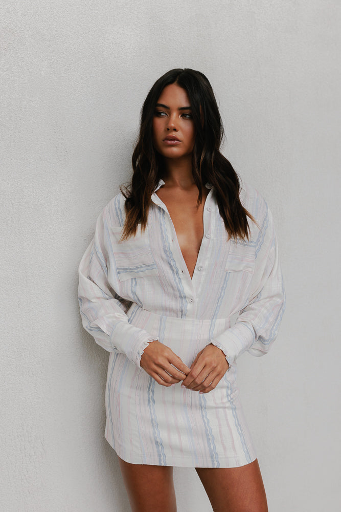 Aprire Mini Skirt - Pastel Watercolour Stripe
