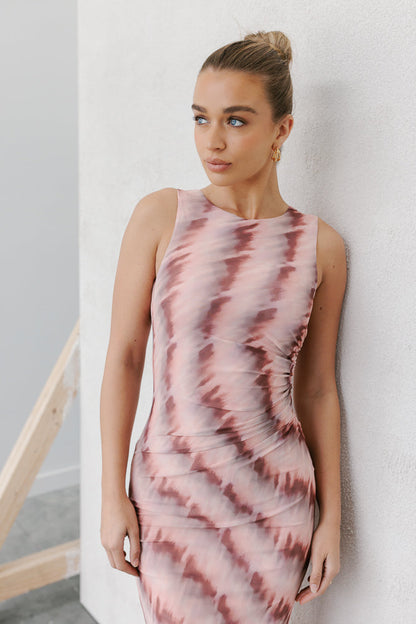 Kayla Maxi Dress - Berry Watercolour Mesh