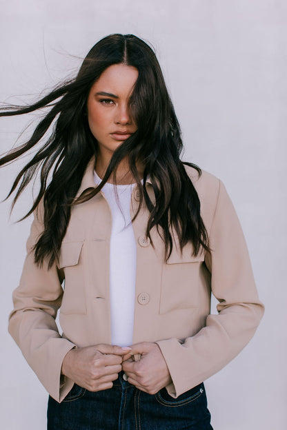 Jovie Cropped Jacket - Beige