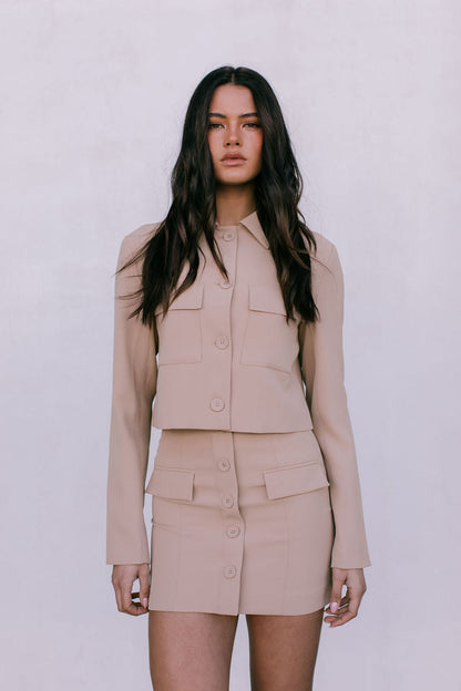 Jovie Cropped Jacket - Beige