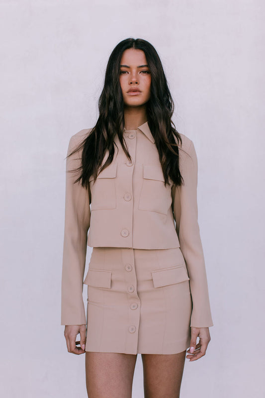 Jovie Cropped Jacket - Beige