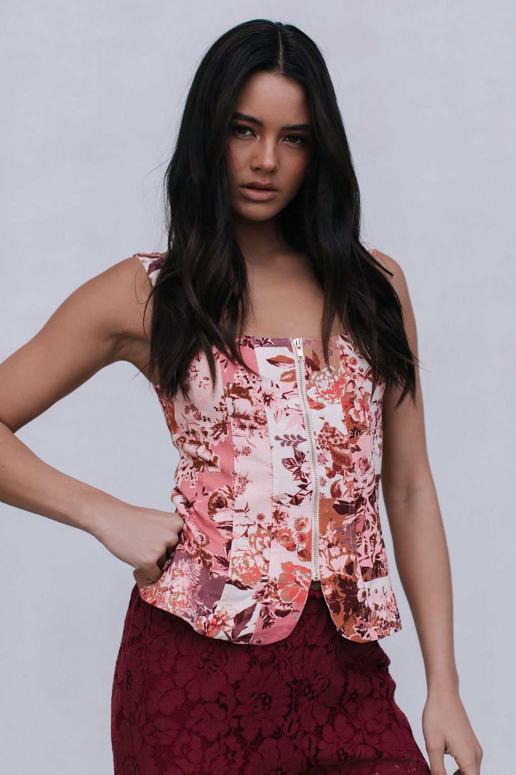Finora Zip Top - Fleur Print
