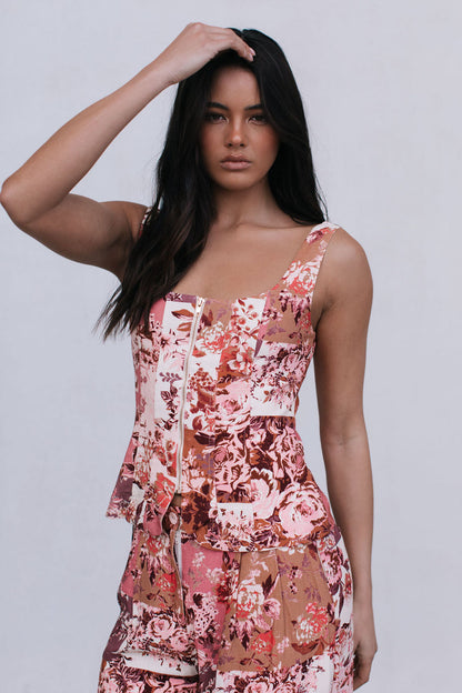 Finora Zip Top - Fleur Print
