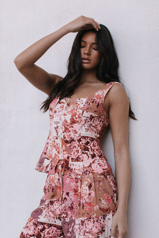 Finora Zip Top - Fleur Print