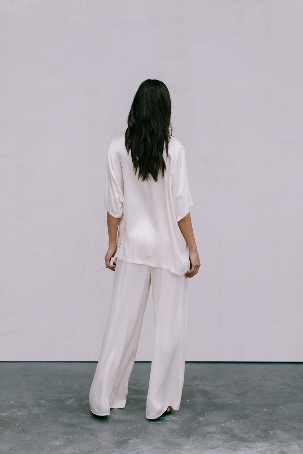 Eve Relaxed Pants - Cream Satin
