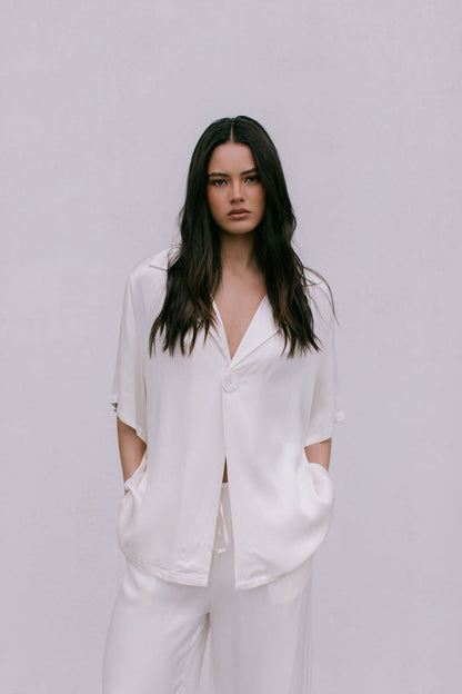 Francesca Shirt - Cream Satin