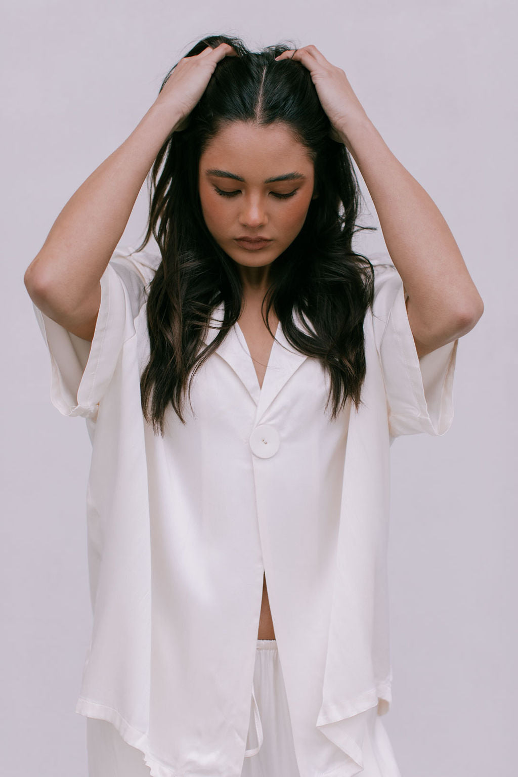 Eve Relaxed Pants - Cream Satin