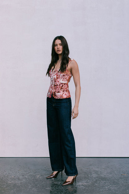 Finora Zip Top - Fleur Print