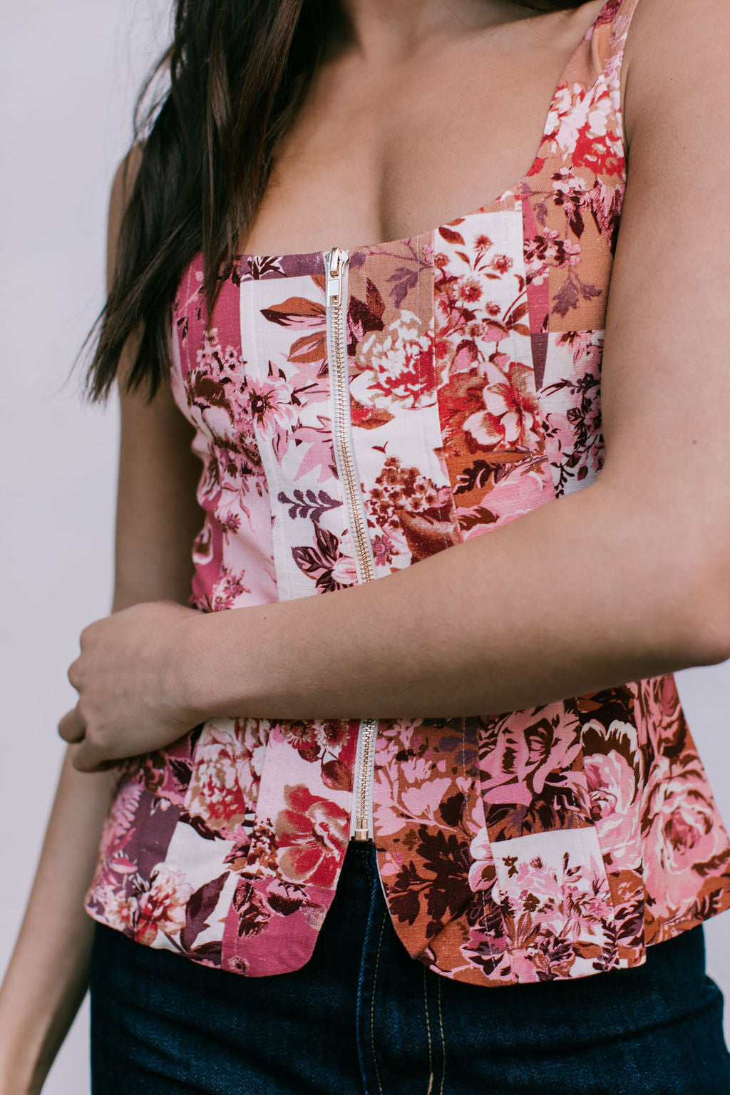 Finora Zip Top - Fleur Print