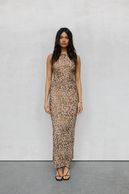 Kayla Maxi Dress - Leopard Mesh