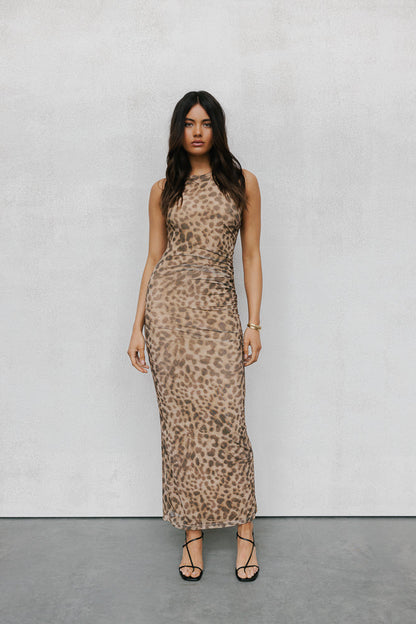 Kayla Maxi Dress - Leopard Mesh