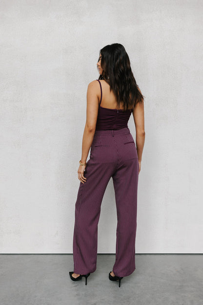 Cerlah Tailored Pants - Plum Pinstripe